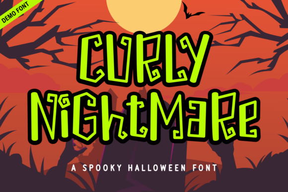 Curly Nightmare Demo Font: A Spooky, Whimsical Typeface for Halloween Design
